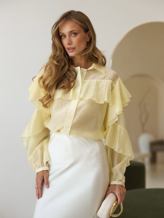 Сорочка з воланами лимонний