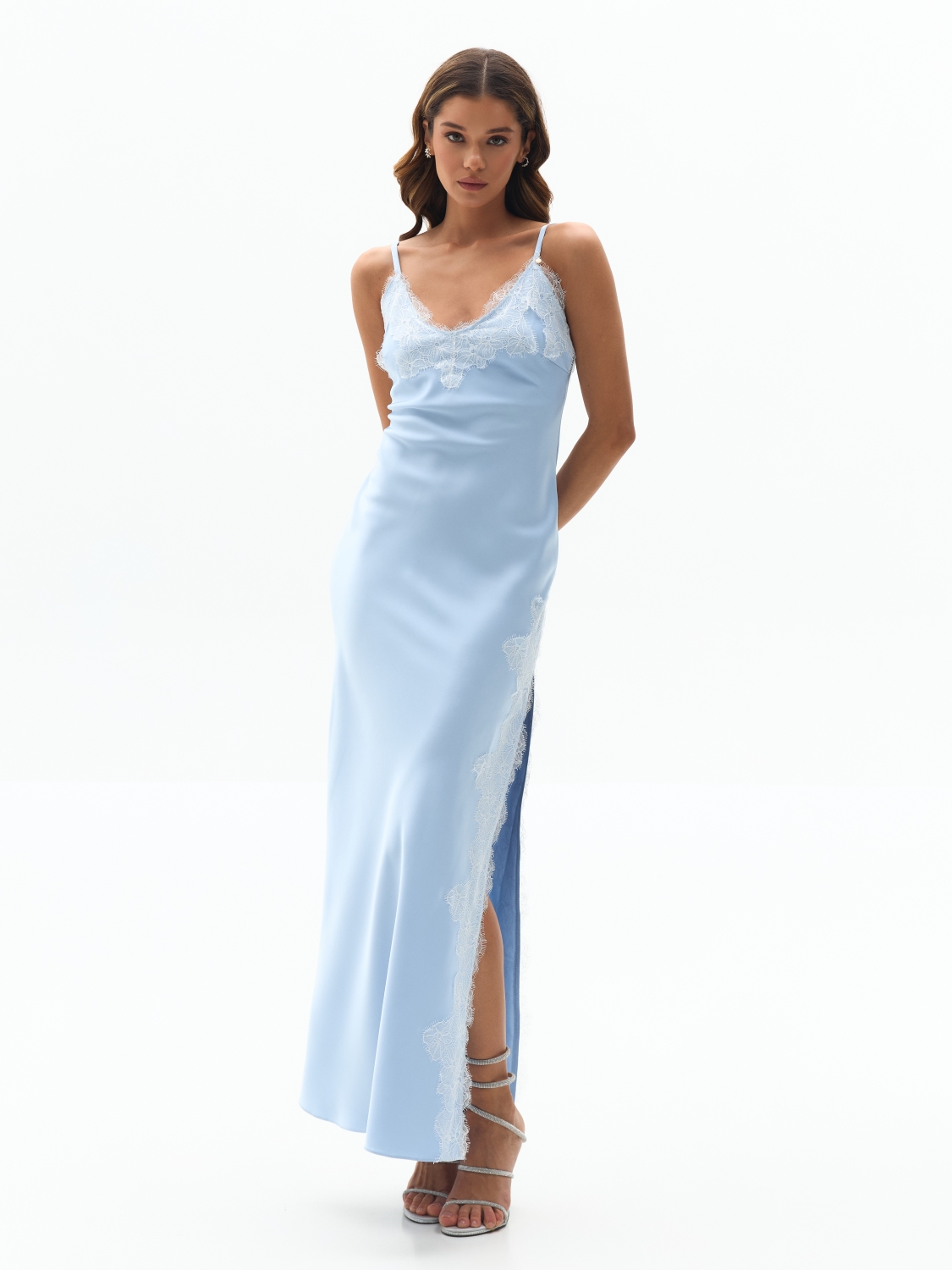 Сукня максі з мереживом блакитний Сукня максі з мереживом блакитна - Image 1