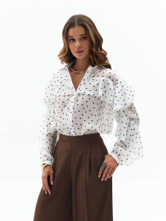 Polka-dot ruffled shirt